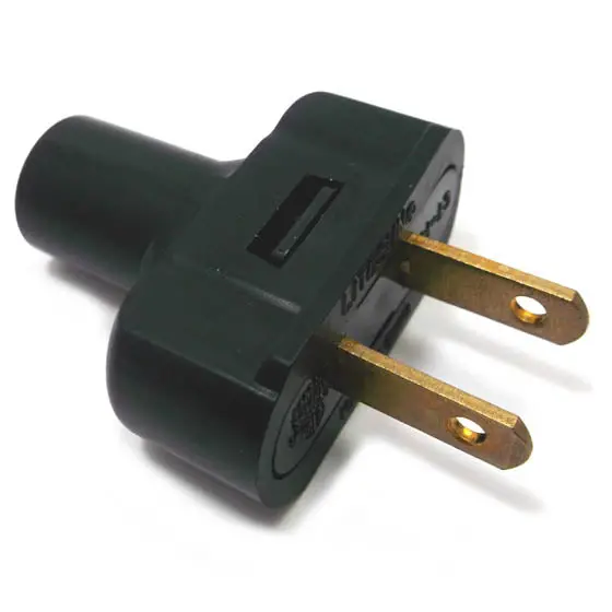 02633 Ac Power Plug – 2-Pin, 15A, 125V, Non-Polarized, Black Rubber Housing 1