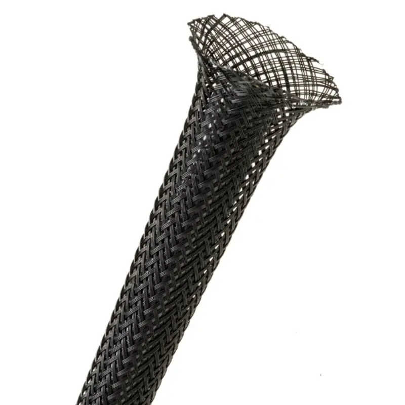 1/2-Inch Black Expandable Braided Sleeve – 100 Ft, Cut & Abrasion Resistant 1
