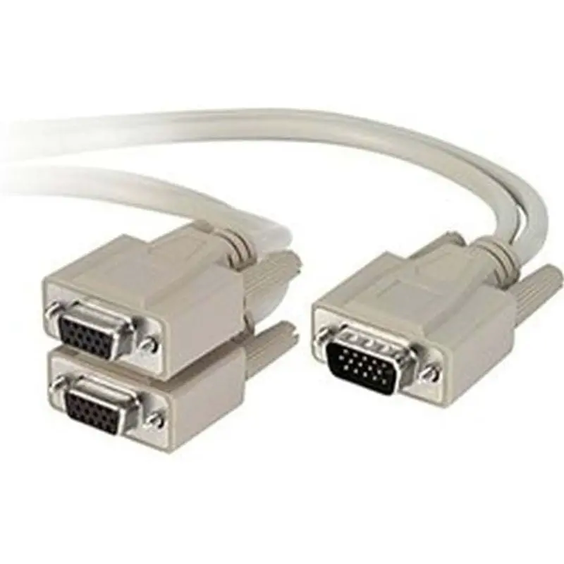 1-Foot Vga Extension Cable – Hd15 Male To Dual Hd15 Female, Beige Jacket 1