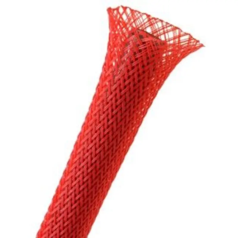 1-Inch Red Expandable Braided Sleeve – 65 Ft, Cut & Abrasion Resistant 1
