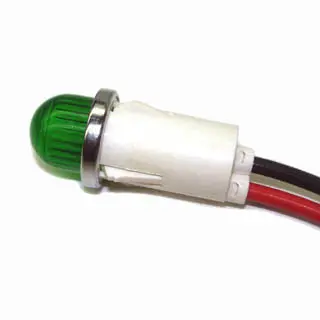 1053A5 – 250V Green Neon Indicator, 12Mm Snap-In Mount With Wire Leads 1