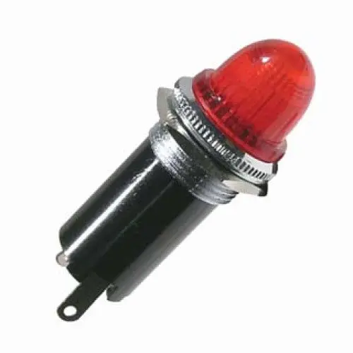 10Mm Bayonet Bulb Holder – Red Lens, Through-Hole Mount 1