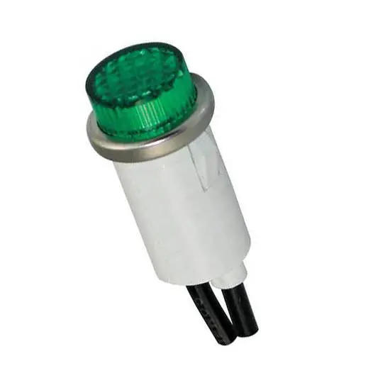 11-2374 – 250V Green Neon Indicator, 12Mm Snap-In Flat Dome 1