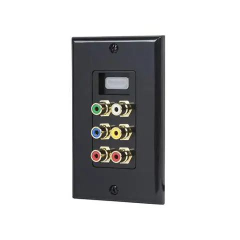 12101 Hdmi Wall Plate With 6 Rca Female Jacks – Gold-Plated Contacts, Black Enclosure 1