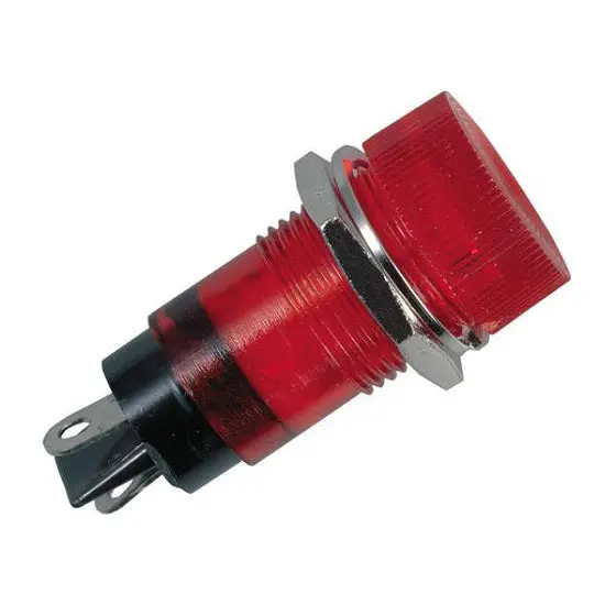 1272-0336: 12Vdc Red Indicator Lamp — 15Mm Lens, Chrome-Mount Terminal Style 1