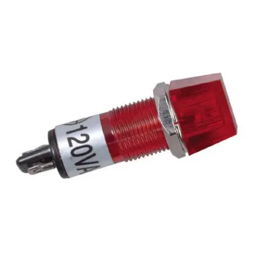 1272-0704: 120V Red Panel Indicator Lamp — 10Mm Lens, Chrome-Finished Housing 1