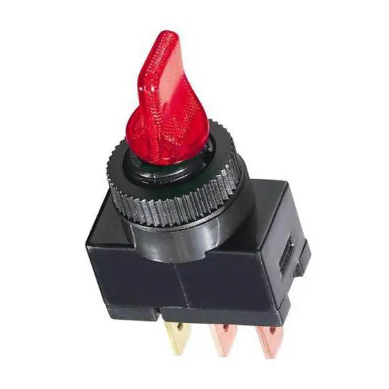 1275-0014 - Illuminated Spst Toggle Switch, 20 A, On–Off, 12 V Dc Led, Quick-Connect, 12 Mm Mounting Hole 1
