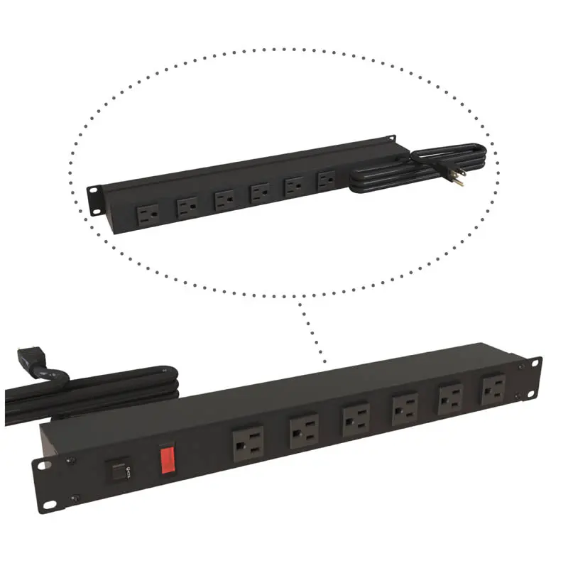 1U Rackmount Power Strip — 6 Front-Facing C13 Outlets, 15 Ft Cord, Heavy-Duty 1