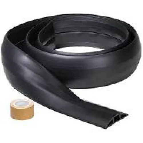 2.5X72-Inch Black Floor Cord Cover – Heavy-Duty Rubber Cable Management Kit With Tape 1