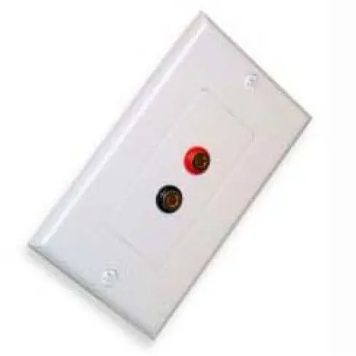 2-Port Wall Plate With Gold-Plated Banana Jacks – Red/Black, White Finish, 75-650 1