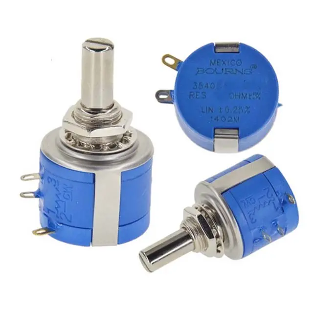 20K Ohm Linear Potentiometer – 10-Turn, 1/4-Inch Round Shaft, 22Mm, 2W, Solid Knurl 1