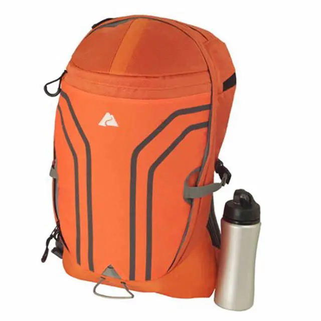 24-Liter Orange Travel Backpack With Integrated Water Bottle Sleeve (12" × 9" × 19.25") 1