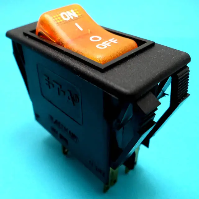 3120-F321-P7T1-W15Lb4-15 Illuminated 15A Circuit Breaker – 2-Pole, 250Vac, Snap-In Rocker, Amber Led 1