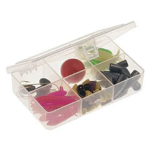3448-60 Clear Component Storage Box – 45 × 275 × 25 Mm, 6 Fixed Compartments, Flip-Top Lid 1