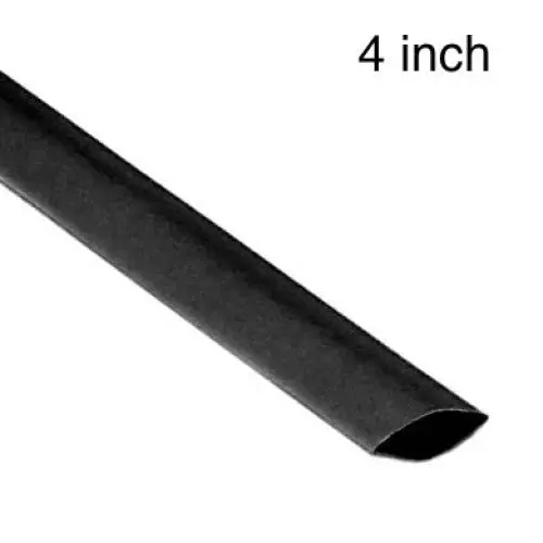 4-Inch × 4-Foot Heat-Shrink Tubing – 2:1 Shrink Ratio, Black, 600V, 125°C Rated 1