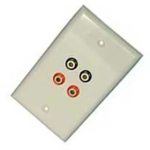 4-Port Wall Plate With Gold-Plated Banana Jacks – Red/Black, White Faceplate, Av-103G 1