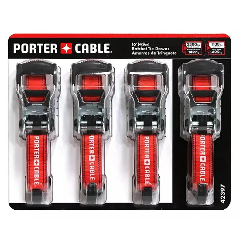42397 — Ratchet Tie-Down Strap Kit, 1.5" × 16', 1100 Lb Working Load Limit (4-Pack) 1