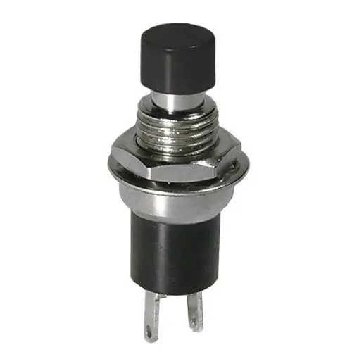 44-553-1 - Black-Capped Momentary Push Button, 1P1T Nc, 7Mm Through-Hole, 1A/125Vac 1