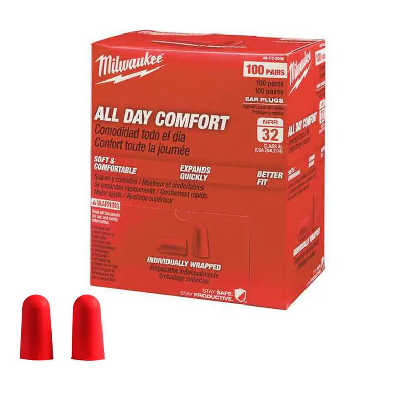 48-73-3006 — Red Foam Earplugs, 32 Db Noise Reduction Rating (Nrr), 100 Pairs Per Box 1