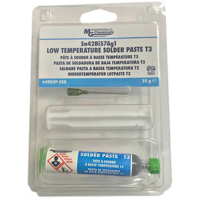 4902P-25G Lead-Free Low-Temperature Solder Paste — 25G Syringe, Sn42/Bi57/Ag1 Alloy 1
