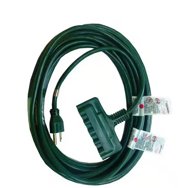 50-Foot All-Weather Green Extension Cord – 3/16 Awg Sjtw, Triple Tap, 13A Rated 1
