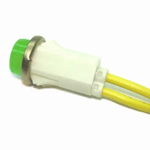 55-485-1 – 120V Green Neon Indicator, 13Mm Snap-In With Wire Leads 1