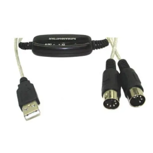 6.5-Foot Usb-A To Midi Cable With Dual Din Male Connectors, Silver Jacket 1