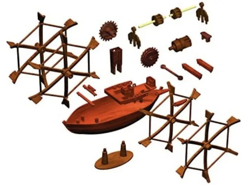 61007 Leonardo Da Vinci Paddleboat Model Kit – Renaissance-Inspired Watercraft Assembly 2