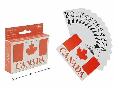 62135 Canadian Flag-Themed Playing Cards – Durable Plastic Deck With Patriotic Design 1