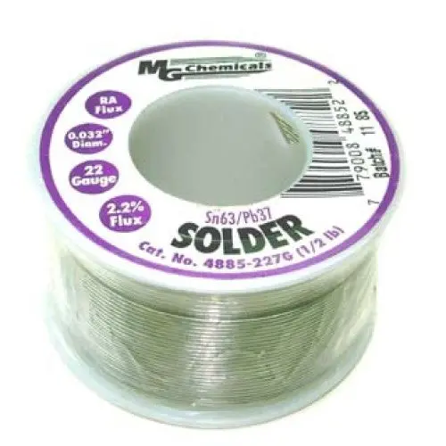 63/37 Eutectic Rosin-Core Solder Wire – 0.032" Diameter, 22 Awg, 0.5 Lb Spool 1
