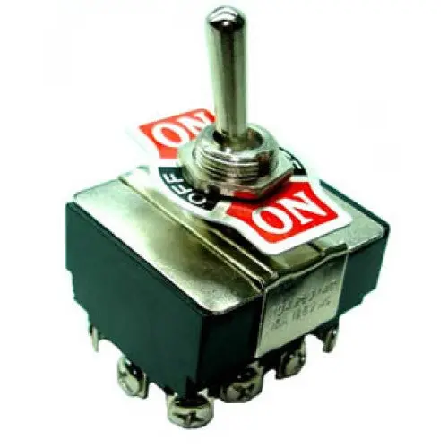 66-1815 - 4P2T Toggle Switch, 15 A, On–Off–On, 125 V Ac, Screw Terminals With Mounting Plate, 12 Mm Hole 1