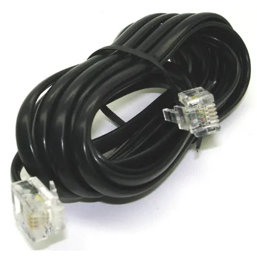 6P4C Modular Cable – 7Ft Male-To-Male, Black 1