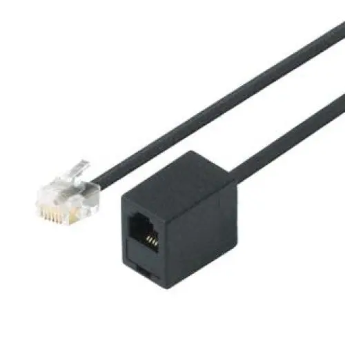 6P4C Modular Ethernet Cable – Black, Straight, Male-To-Female, 25 Ft 1
