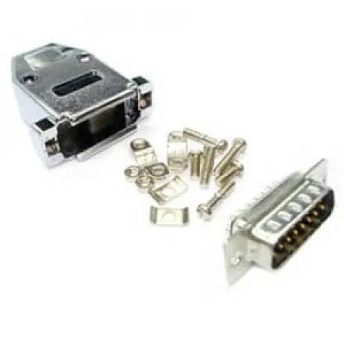 70-4465 Db15 Male Solder Connector With Metalized Plastic Hood And Tin Plating 1