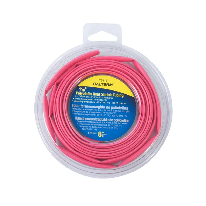 73449 – 3/16" × 2.4 M Red Solid-Wall Heat-Shrink Tubing 1