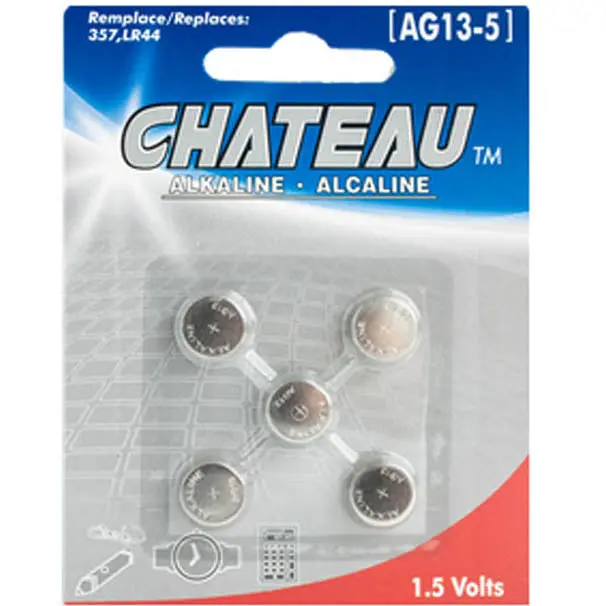 Ag13 Alkaline Button Cell (1.5V) – 5-Pack, Cross-References Lr44, Sr44, A76, 357, And Lr1154 1