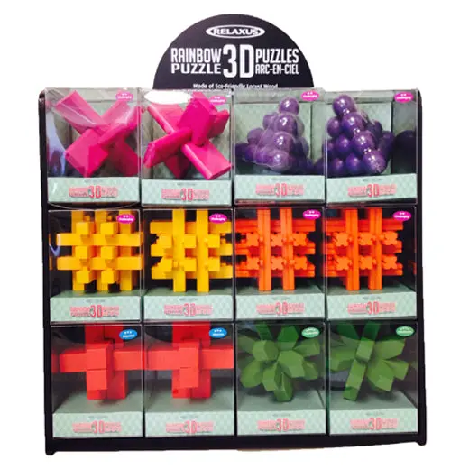 Assorted Rainbow-Colored Wooden 3D Brain Teaser Puzzles 1