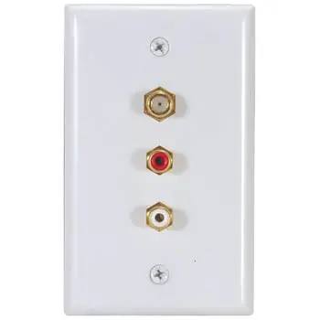 Av-107G White Dual-Rca Wall Plate With F-Female Input Ports 1