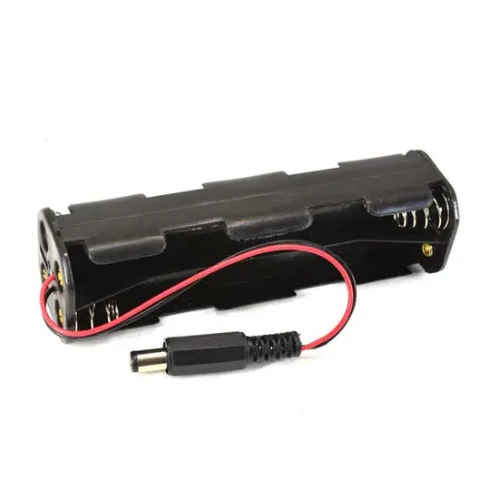 Batth-000802 - Aa × 8 Battery Holder With Wires And 2.1 Mm Dc Plug (Black Plastic) 1