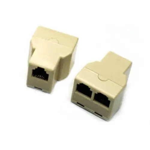 Beige Modular T-Adapter – 6P4C Jack To 6P4C Jack Splitter (Rj11/Rj12) 1