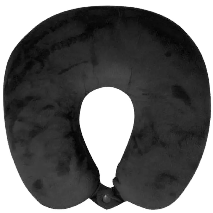Black Memory Foam Travel Neck Pillow With Ergonomic Support 1