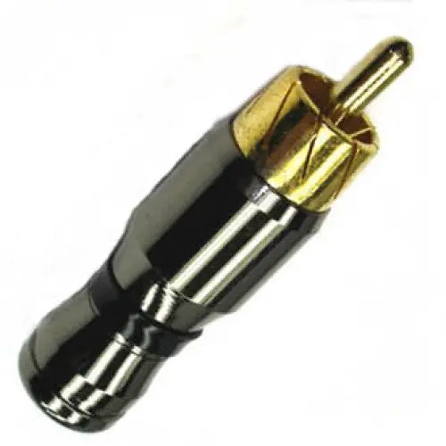 Black Metal Inline Rca Plug – Durable Solid-Core Design (Qk-0023A-Blk) 1