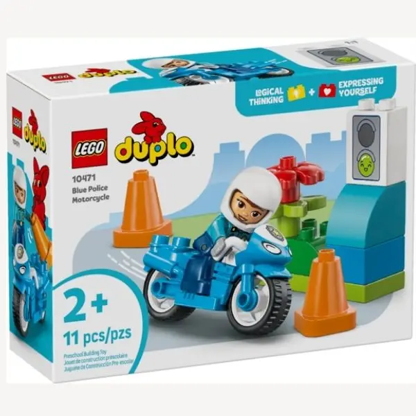 Blue Police Motorcycle Building Set For Young Enthusiasts 1