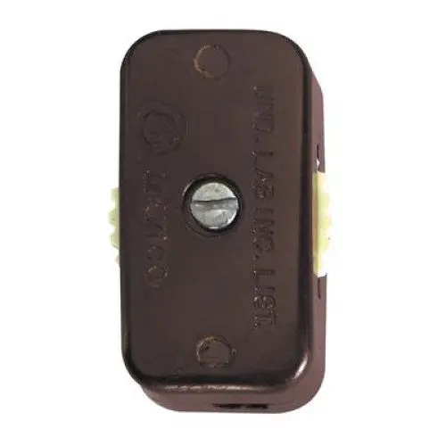 Brown Inline Lamp Cord Switch — Spst, Rated 6A/125V Ac Or 3A/250V Ac 1