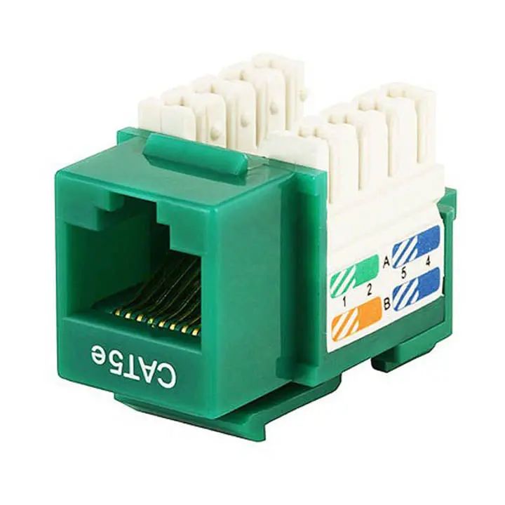 Cat5E Green Keystone Jack – 110-Type, 90° Angle 1