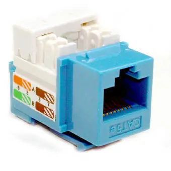 Cat5E Keystone Jack – Blue, 110-Type Idc, Single Port, Pack Of 10 1