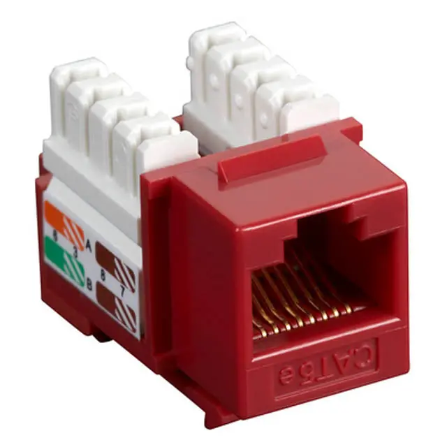 Cat5E Red Keystone Jack – 110-Type, 90° Termination 1