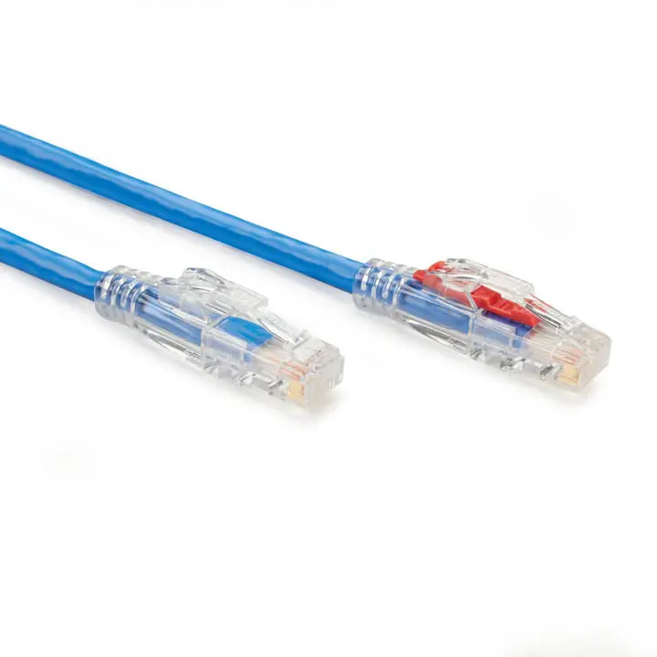 Cat6 Blue Patch Cord – 1 Ft Locking Connector, Space-Saving 1
