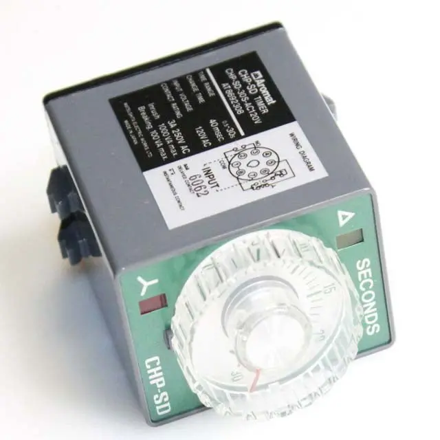 Chp-Sd-30S-Ac120V Adjustable On-Delay Timer – 120V Ac, 0.5–30 Second Range, 2P2T Round Mount, 3A @ 250Vac 1