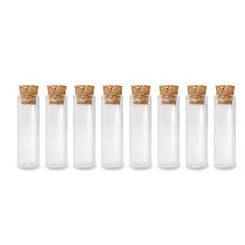 Clear Glass Vials With Cork Lids – 12×40 Mm, 3 Ml Capacity, Pack Of 8 1